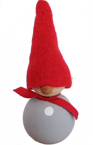 Wichtel Lucas mit weißem Punkt, hellgrau, H 10 cm