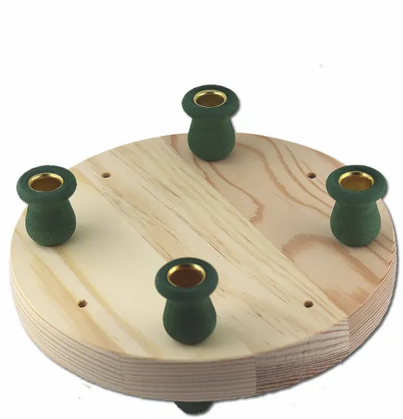 sebastian design Kerzenplatte mit 4 Steckfiguren, Holzplatte kleine Kerzenhalter, 4 Stecklöcher Steckfiguren