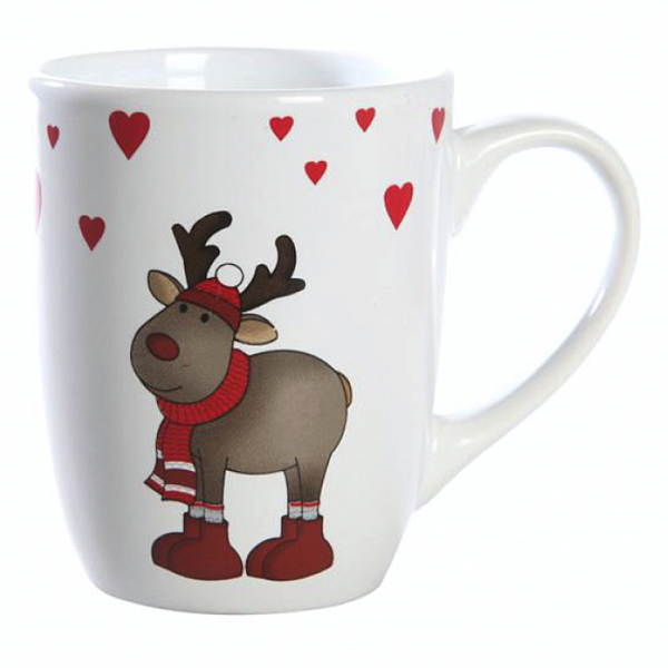 Det Gamle Apotek 1 dänische Mini Tasse Dressed up Reindeer, weiß, h 8,5 cm