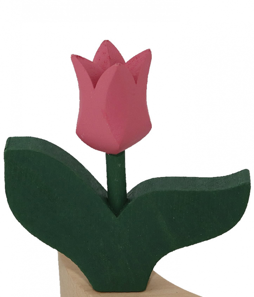 Sebastian design Tulpe mit 2 Blättern, rosa hellrot, H 8 cm