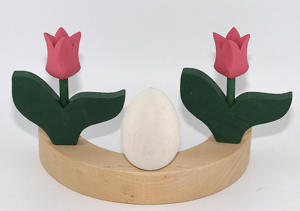 Sebastian design Tulpe mit 2 Blättern, rosa hellrot, H 8 cm