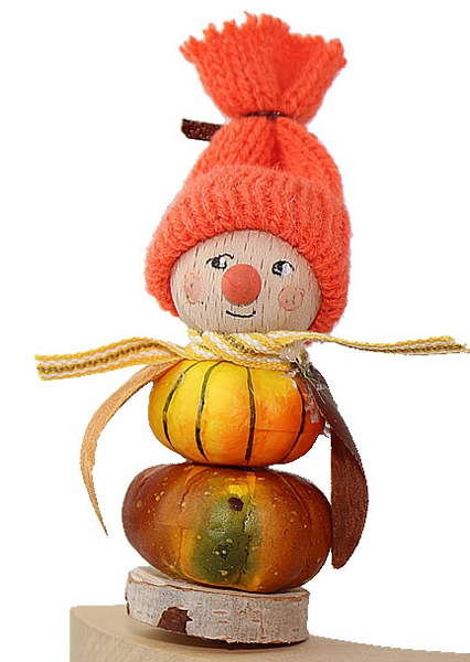großer Herbst Kürbiswichtel orange rotbraun mit Strickmütze orange, H 9 cm großer Herbst Kürbiswichtel orange rotbraun mit Strickmütze orange, H 9 cm