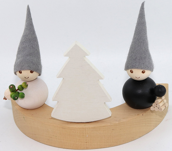 Aarikk Pakkanen weiß mit Brennholz Bündel, Höhe 9 cm, schwarz