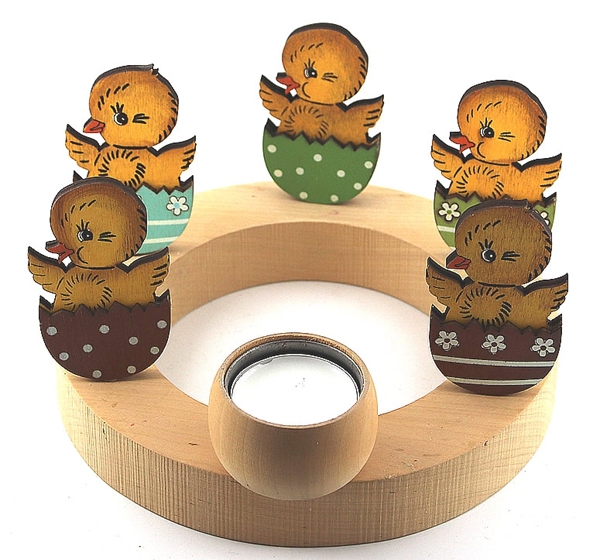 Küken im Ei, braun mit Tupfen, H 7 cm, einseitig bedruckt