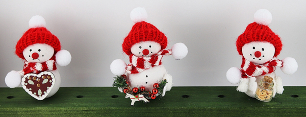 Großer Schneemann mit Lebkuchenstern, H 9 cm, Kranzfigur