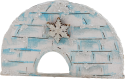 Eiswelt - Holz Iglu mit Schneekristall, glitzernd, h 8 cm, handbemalt