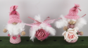 Valentinsherz dekoriert mit Schleifen und Blume, rosa, H 6 cm, für Holzkränze