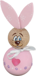 Holz Osterhase rosa mit Schleife und Holzherz pink, h 9 cm