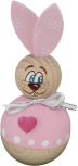 Großer Holz Osterhase rosa mit Schleife und Holzherz pink, h 10 cm