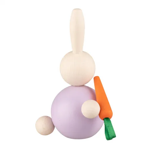 Seitenansicht Aarikka Osterhase Jänö mit Karotte, lavendel, h 8,5 cm