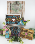 Holzschild zum Muttertag 'Everyday is Mothers-Day', handbemalt, 12x8 cm, braun/türkis