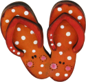 Holz Flip Flops, orange, H 6 cm, handbemalt, für Holzkränze