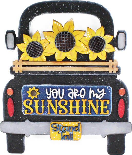 Sonnenblumen Set Addon für LKW und Holzbrett, Fachwerkhaus, gelb blau,handbemalt