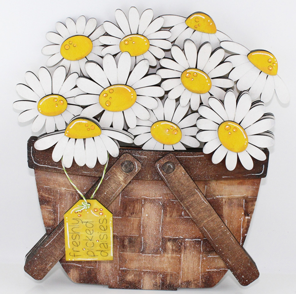 Steckmotiv Gänseblümchen für den großen Holzkorb, 23x13 cm