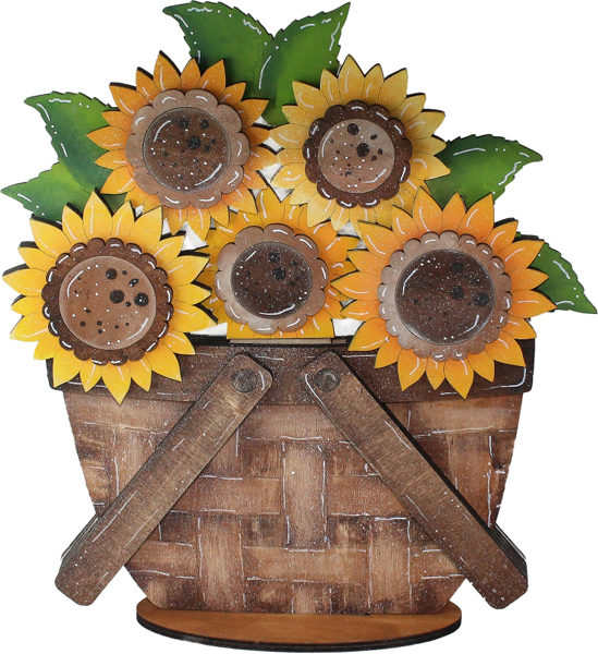 Steckmotiv Sonnenblumen für den großen Holzkorb, 22x16 cm