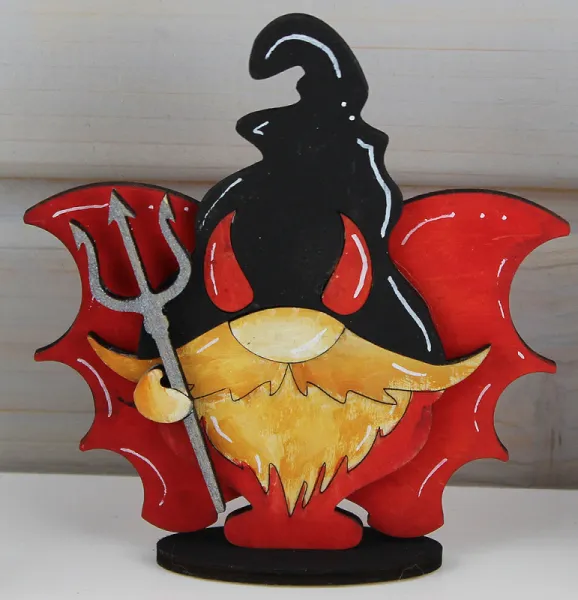 Halloween Teufel rot, schwarz, handbemalt, h 9 cm, Halloween Steckfigur Sebastian Kränze