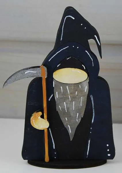 Holz Sensemann, Halloween Dekoration, Steckfigur Sensemann Sebastian Holzkranz