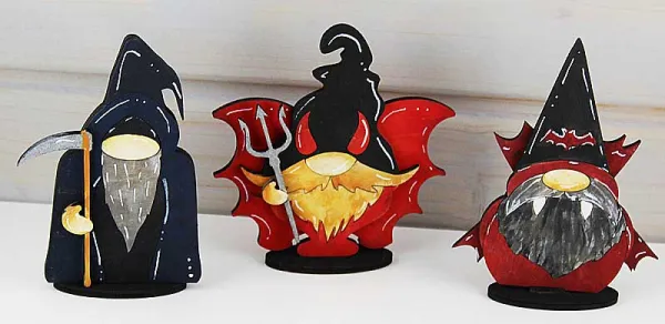 Holz Sensemann, Drakula, Teufel, Steckfiguren für Holzkranz