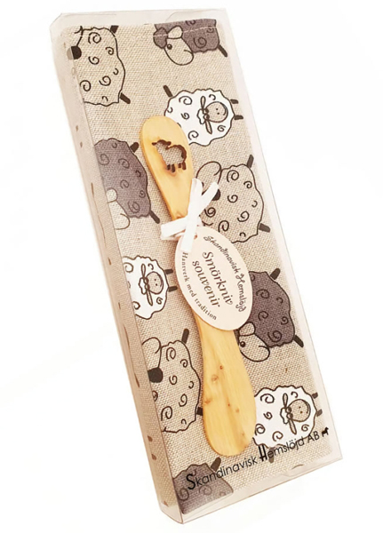 Geschenkset Schafe, schwedisches Buttermesser lasercut Schaf/Geschirrtuch Schafe