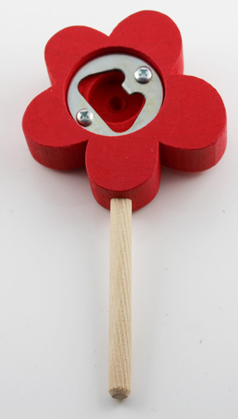 Holzstecker Blume rot/weiß mit Flaschenöffner, für Papierrollenhalter, h 8 cm