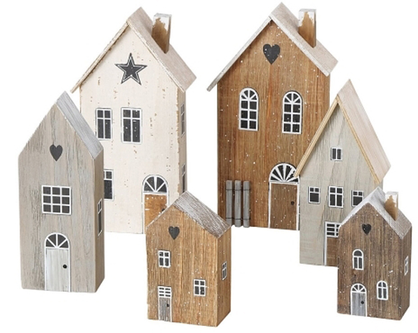 Dekoaufsteller Houses, Winter Holzhaus mit Dach weiß, H 25 cm