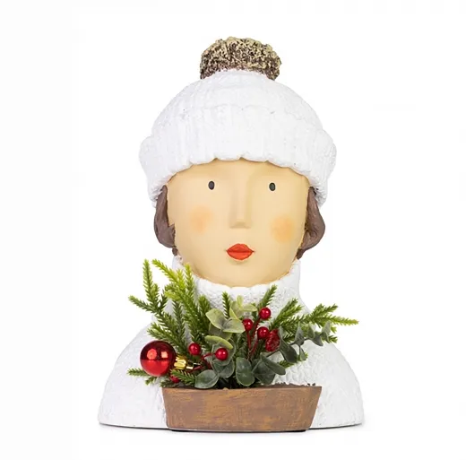 Baden collection Ladykopf Ruby mit Weihnachtsgesteck, H 31 cm, weiß, Gipsbüste, Dekoaufsteller