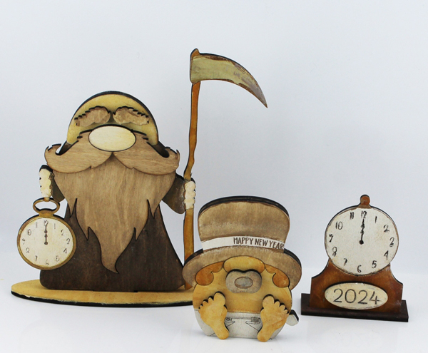 Silvester, Neujahr - Vater Zeit mit Uhr und Sichel, h 13 cm, handbemalt