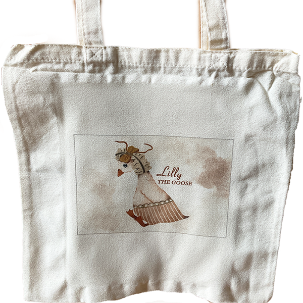 Stofftasche / Einkaufstasche Lilly - die Gans, cremeweiß/ braun, 35 x 38,5cm