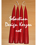 Sebastian design 4 große, schwedische Kerzen, rot, h 20 cm, d 22 mm