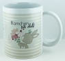 Tasse Hase Bloomtje mit Blümchen, 8,2 x 9,6 cm, weiß, braun, rosé