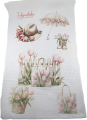 Geschirrtuch mit Waffelstruktur Tulpenmotive wie Tulpenzaun, Tulpenhut, rosa, rosé, braun, 28 x 46 cm