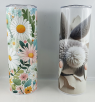 Tumbler Motiv Blumenwiese mit Metalltrinkhalm und Reinigungsbürste