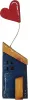 altes Holzhaus mit Herz H 17,5 cm, blau, rot