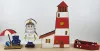Holz Leuchturm mit Anbau, Steckfigur Kranz