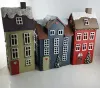 Det Gamle Lichthaus blau mit LED, H 24 x W 10 x B 8cm, Lichthaus rot und grau