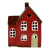 Det Gamle Apotek Keramikhaus mit Anbau für Teelichter, rot, H 15 cm, L 12 cm, T 8cm