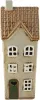 Det Gamle Apotek schmales Keramikhaus für Teelichter, grau beige, H 23cm, B 8cm, T 7cm