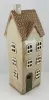 Det Gamle Apotek schmales Keramikhaus für Teelichter, grau beige, H 17cm, B 8cm, D 7cm