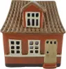 Det Gamle Apotek breites Keramikhaus mit Dachfenster, für Teelichter, braun, H 17cm, B 16cm, D 9,5cm