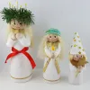 Holzfiguren Lucia, Lucia tärna und Sternenträger Kind mt weißer Filzkleidung