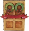 Steckfigur Weihnachtstür mit 2 Türkränzen mit roter Schleife, h 10 cm, für Holzkränze