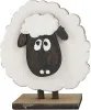 Holz Kranzfigur Schaf, Vorderansicht, handbemalt, h 5 cm, weiß, dunkelbraun