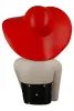 Side view Gilde figure, woman, lady with red hat, black dress, polka dots, h 27 cm