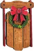 Holz Schlitten mit Kranz und Schleife, , Steckfigur Sebastian Holzkränze, handbemalt h 7 cm