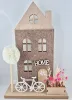 Gilde Standrelief Haus Volante, Holz, Filz, Metall-Fahrrad, Bommel-Baum, Blumenkübel, natur braun