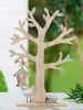 Gilde Standrelief Holz Baum, naturfarben, türkisgrün, weiß, mit Vogelhaus, Vogel und Grasbüschel