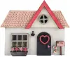 Holz Valentins Haus mit Briefkasten, Liebesbriefe, Steckfigur Sebastian Holzkränze, handbemalt, h 8 cm