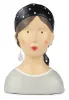 Baden collection Lady Hilda gepunktetes Kopftuch, Ohrring, 27 cm, natur, schwarz, grau,Gipsbüste, Dekoaufsteller