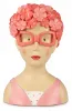 Baden collection Lady Michelle mit Blumenbademütze, Brille, 28 cm, pink, Gipsbüste, Dekoaufsteller
