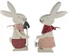 Holz Osterhasen Junge mit Schaufel, Hasenmädchen mit Blecheimer, h 28 cm